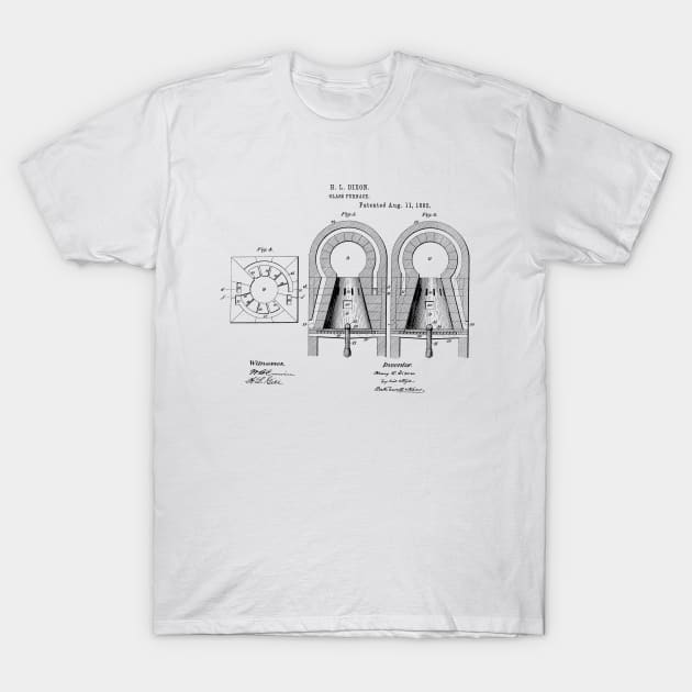 Glass Furnace Vintage Patent Hand Drawing T-Shirt by TheYoungDesigns